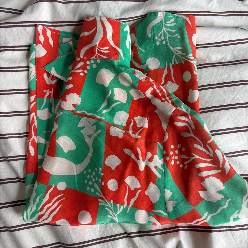 RIXO Rickie Mermaid Silk Button Down Shirt Size Small